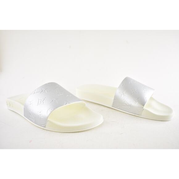 Louis Vuitton Waterfront Mule White Silver Monogram Slide Sandal UK 9 US 10 11 - Picture 3 of 16
